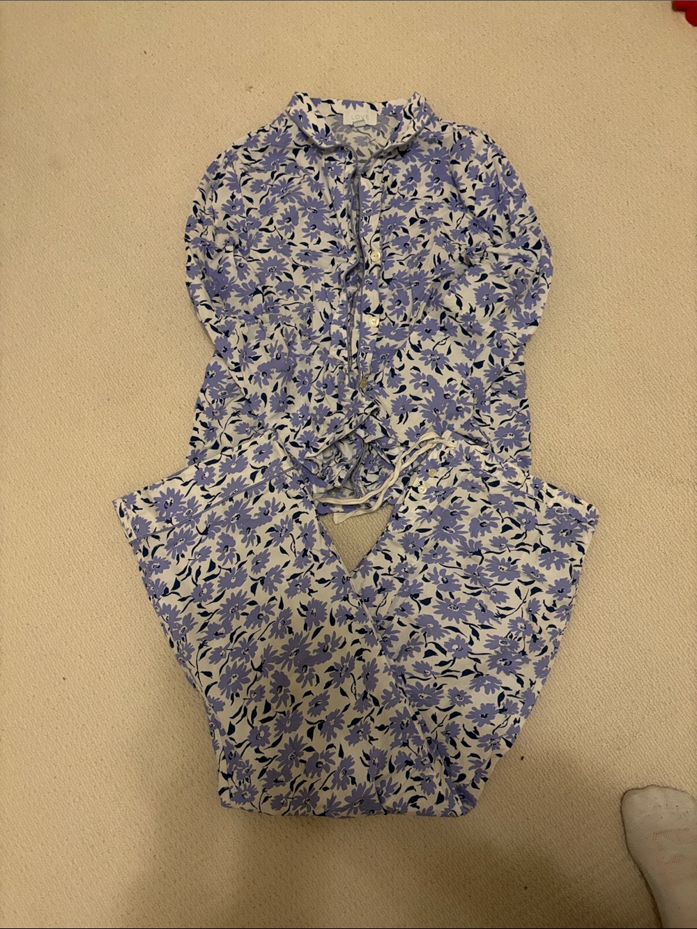 Gap Women’s cotton poplin Floral Pajama Set - Lavender & White